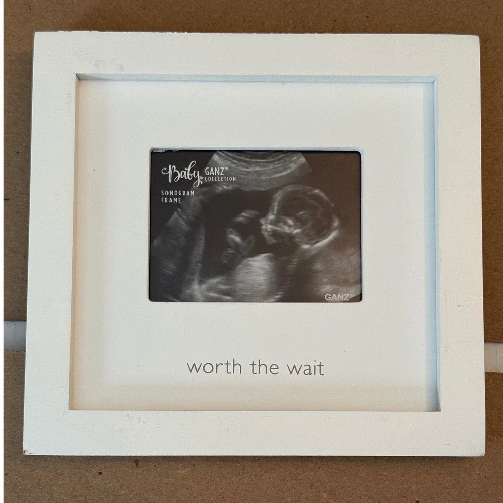 Baby Ganz Collection Worth The Wait Sonogram Frame White Wood Ultrasound‎ Photo